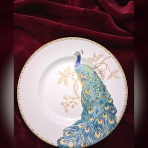 222 Fifth Peacock Dinner Plate in Blue and Gold